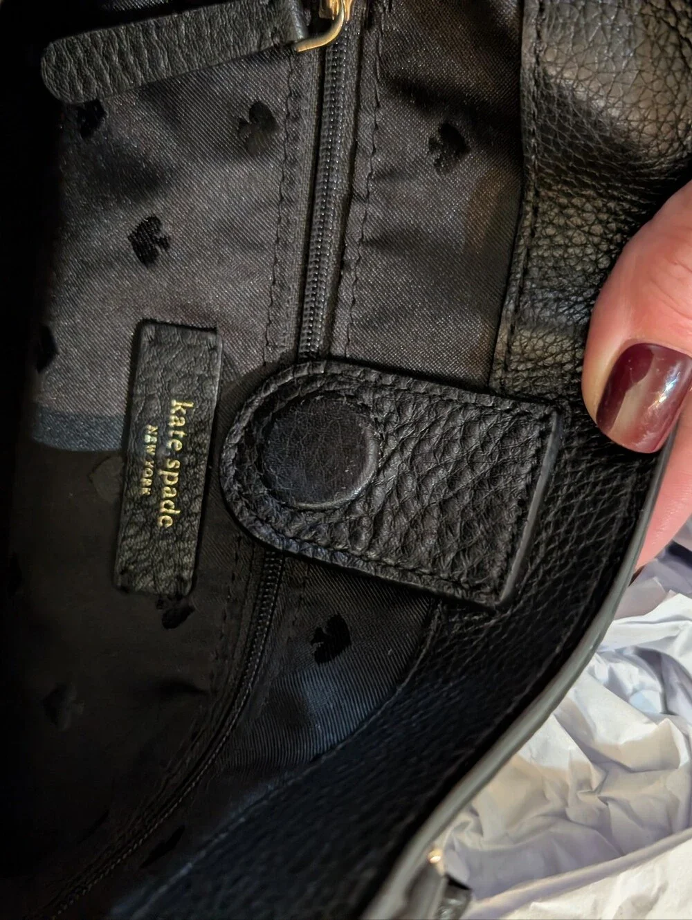 kate spade Black Pebbled Leather 